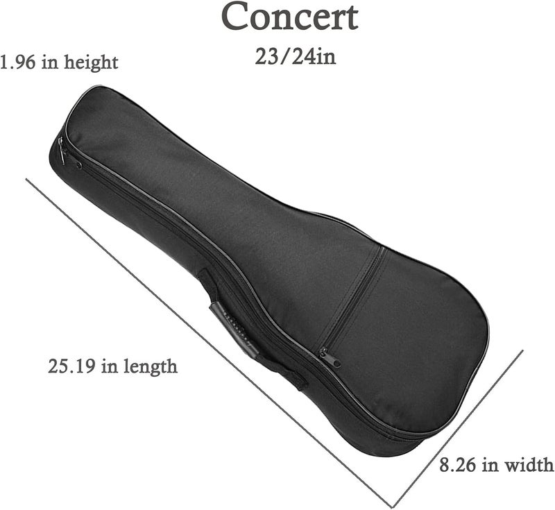 Farcaya Concert Ukulele Case Bag 23 24 in Soft Ukulele Backpack for Gig with Adjustable Dual Shoulder Straps 0.2 inch Sponge Padding Protective Waterproof Oxford (Black, 23/24inch) - Image 4